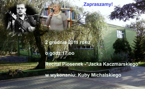 Zaproszenie na recital piosenek do Biblioteki. #Radziejów #Biblioteka #Recital