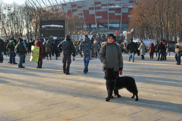 Spacer z Niną w dniu otwarcia Stadionu Narodowego