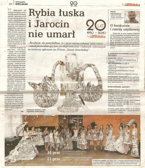 HURA-moja sukienka zdobyła I miejsce (artykuł z ,,Gazety Jarocińskiej") Konkurs na sukienkę z gazety