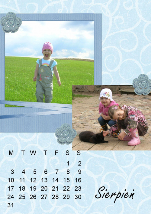 Kalendarz 2009 - Sierpień #DigitalScrapbooking #kalendarz
