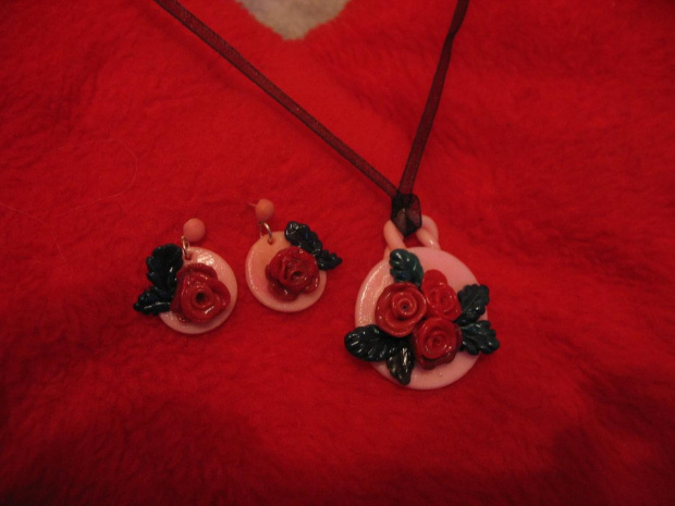 Komplet - Róże #biżuteria #koplet #różyczki #MotywKwiatowy #kwiat