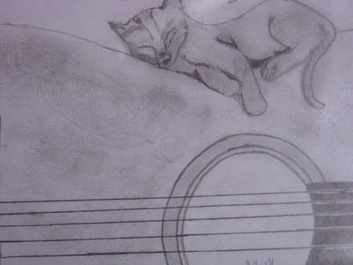 #kot #gitara #rysunek #szkic