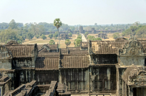 Kambodża - widok z Angkor Wat na dziedziniec #Kambodża #Angkor